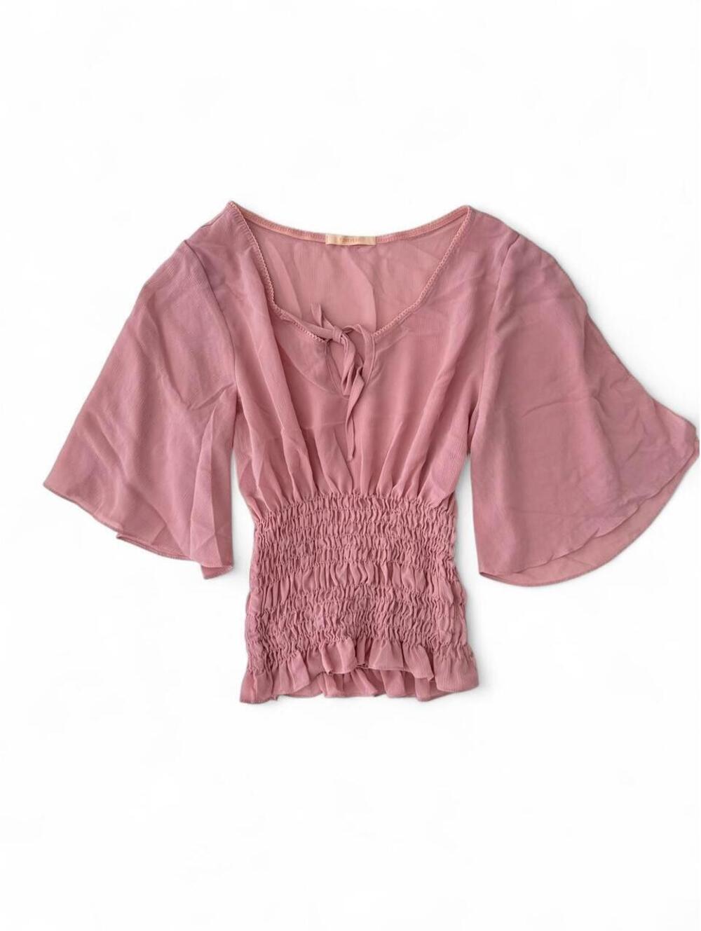 Vintage Forever 21 Pink Bell Sleeve Peasant Top